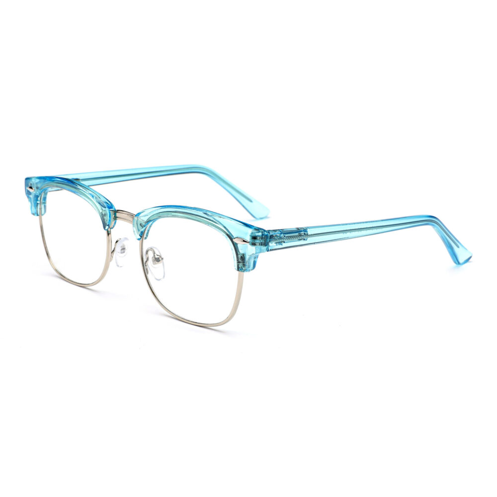 Wholesale Acetate Blue Semi-Rimless Eyeglasses 3134