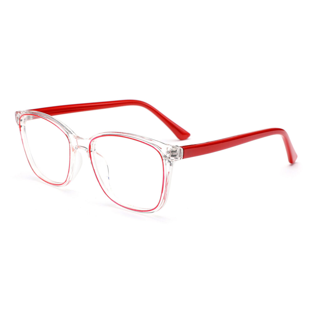 Transparent Red Square Frame Eyewear 231074