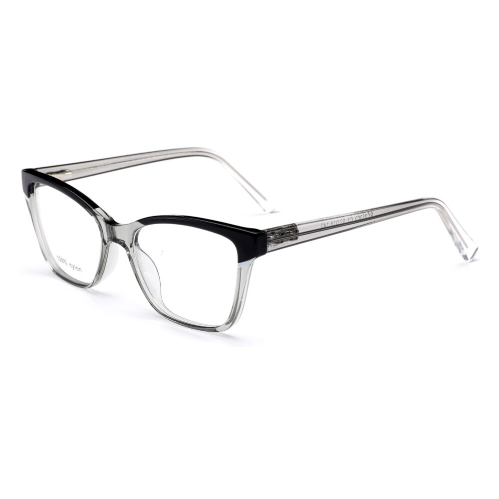 Two-Tone Grey Acetate Reading Glasses - Trendy Full-Rim Design