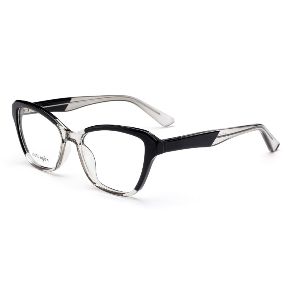 Two-Tone Tortoise Cat Eye Acetate Glasses - Grey Polygon