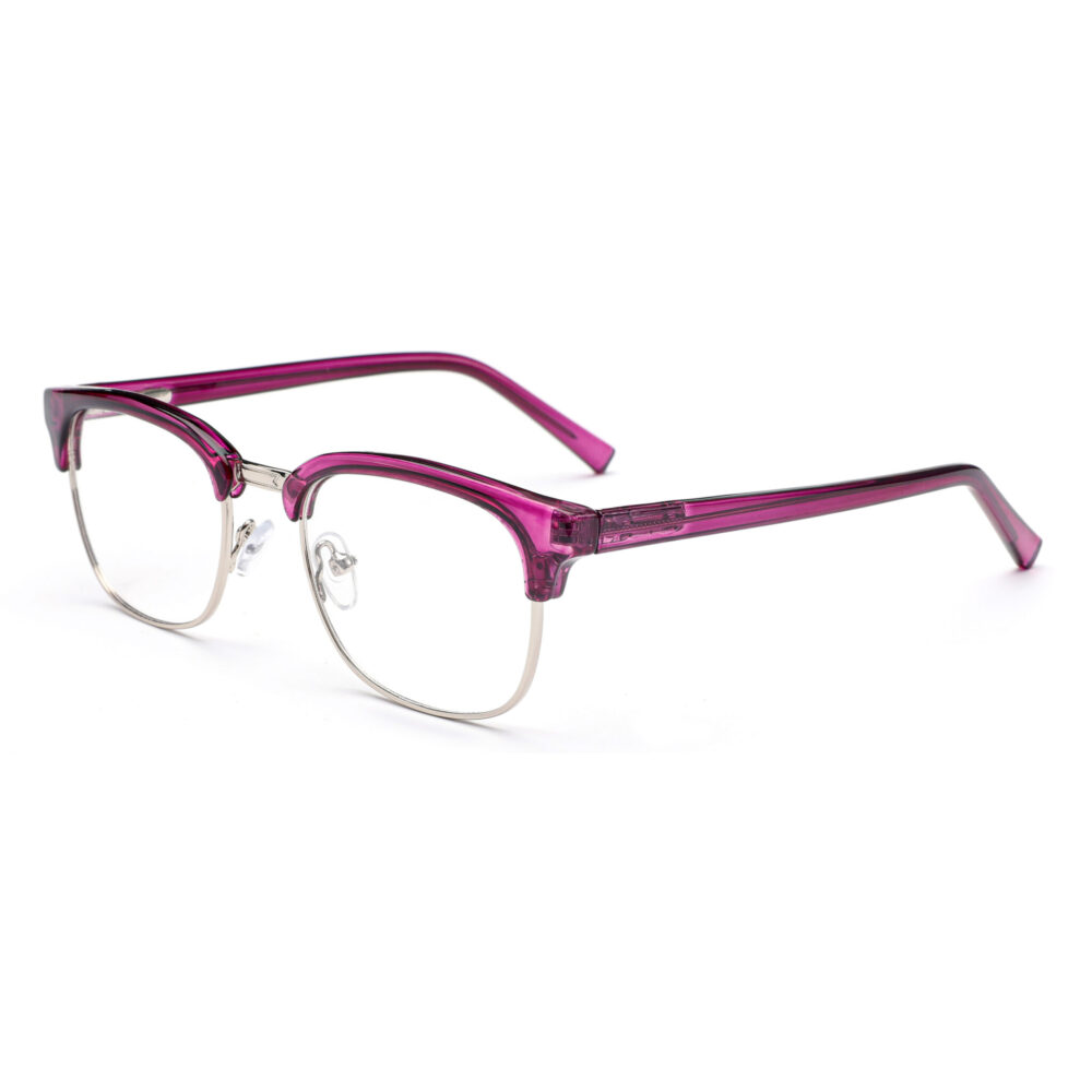 Wholesale Purple Browline Semi-Rimless Eyeglasses 3612