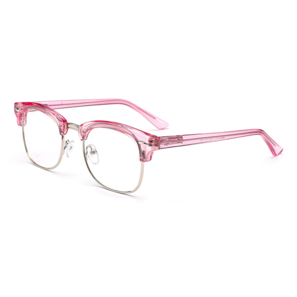 Wholesale Transparent Pink Browline Eyeglasses 3135