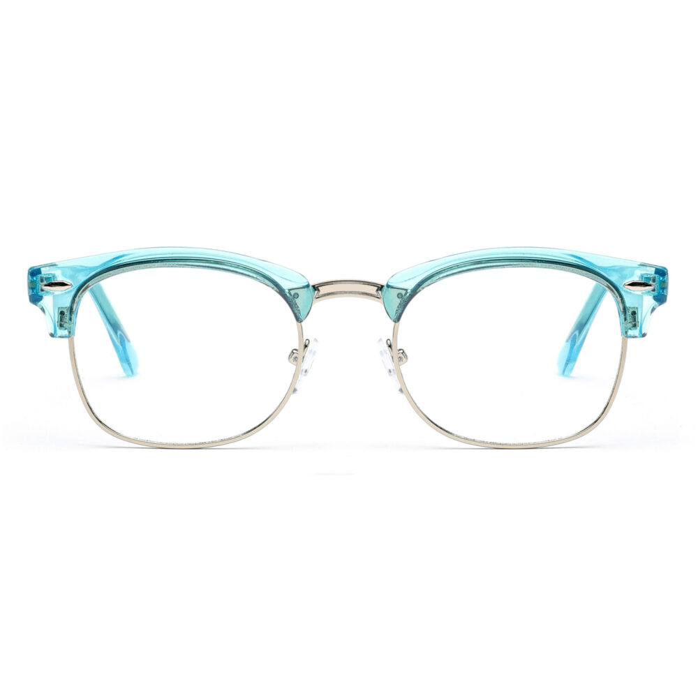 Wholesale Acetate Blue Semi-Rimless Eyeglasses 3134