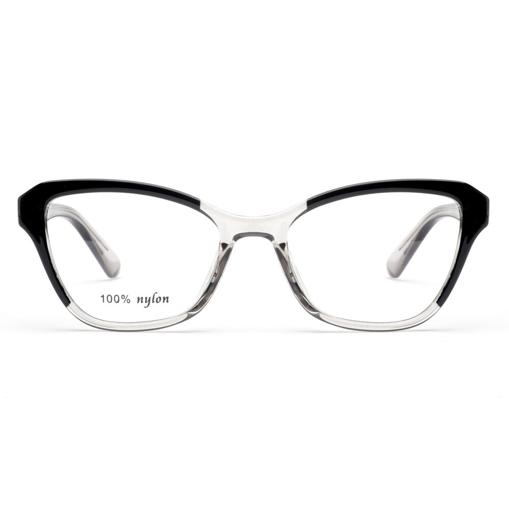 Two-Tone Tortoise Cat Eye Acetate Glasses - Grey Polygon