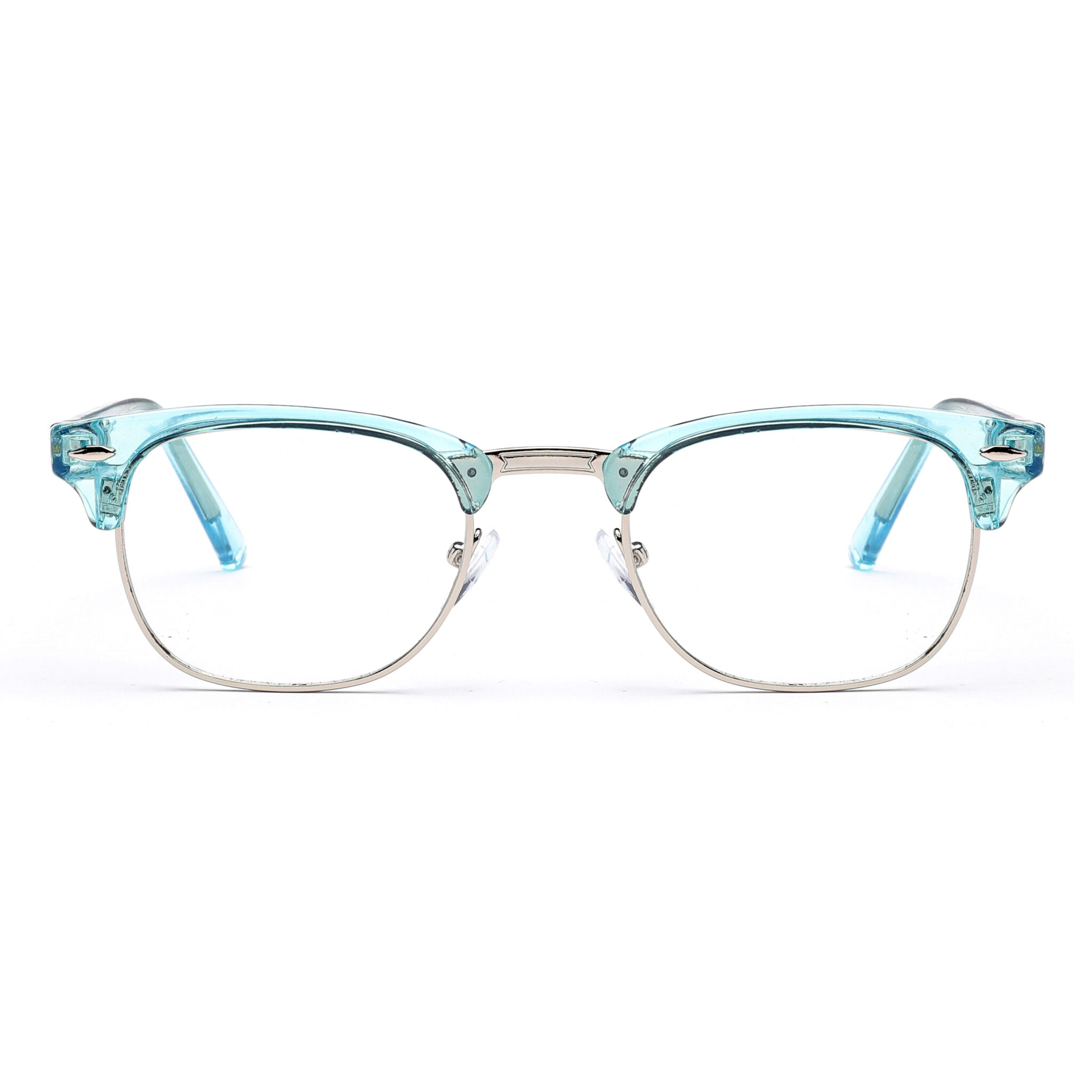 Wholesale Transparent Blue Browline Eyeglasses 3135