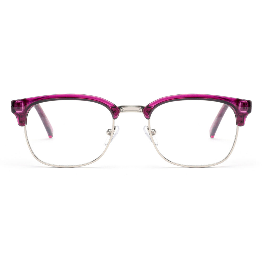 Wholesale Purple Browline Semi-Rimless Eyeglasses 3612