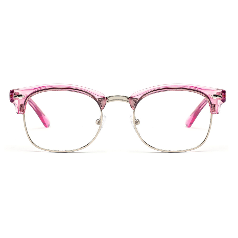 Wholesale Transparent Pink Browline Eyeglasses 3135