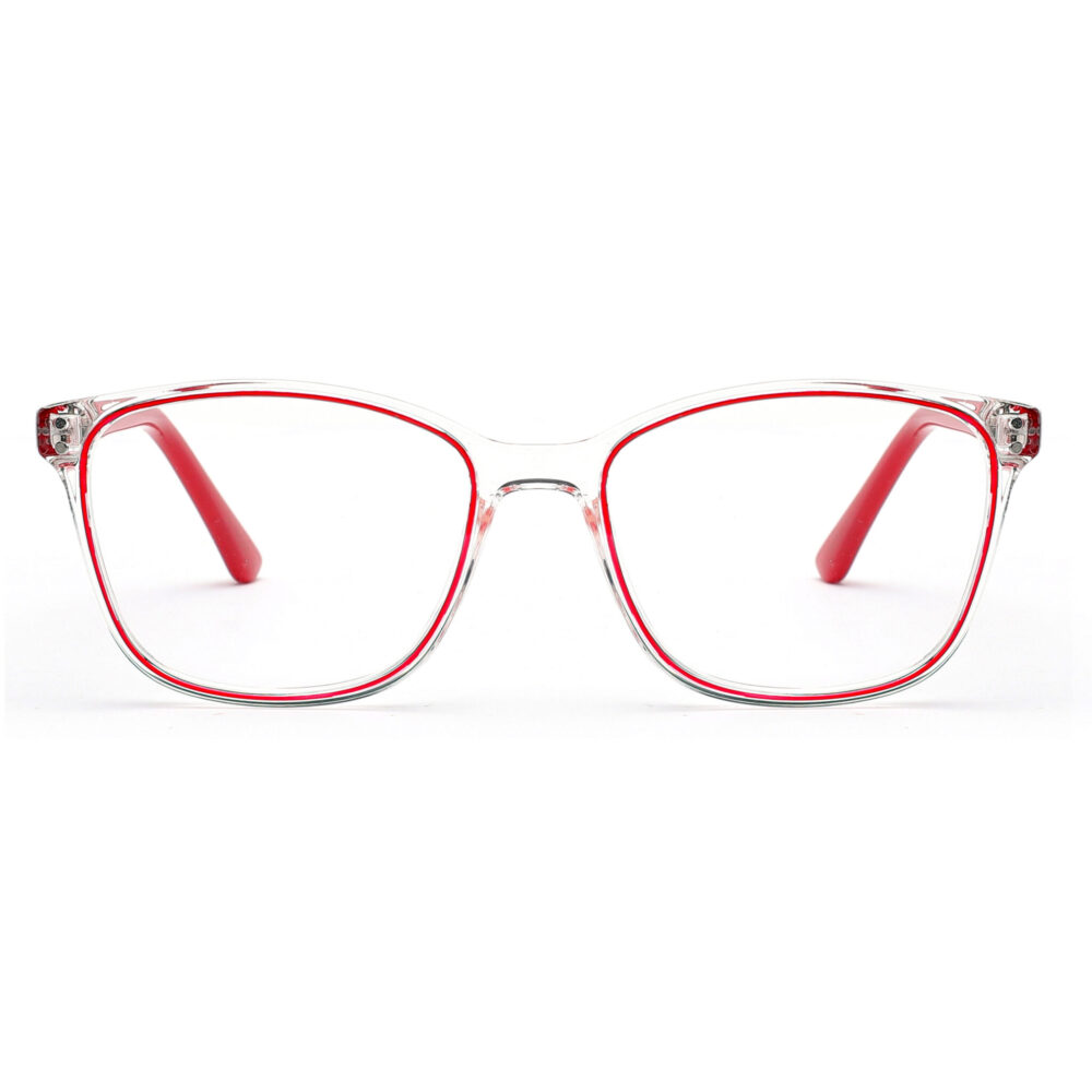 Transparent Red Square Frame Eyewear 231074